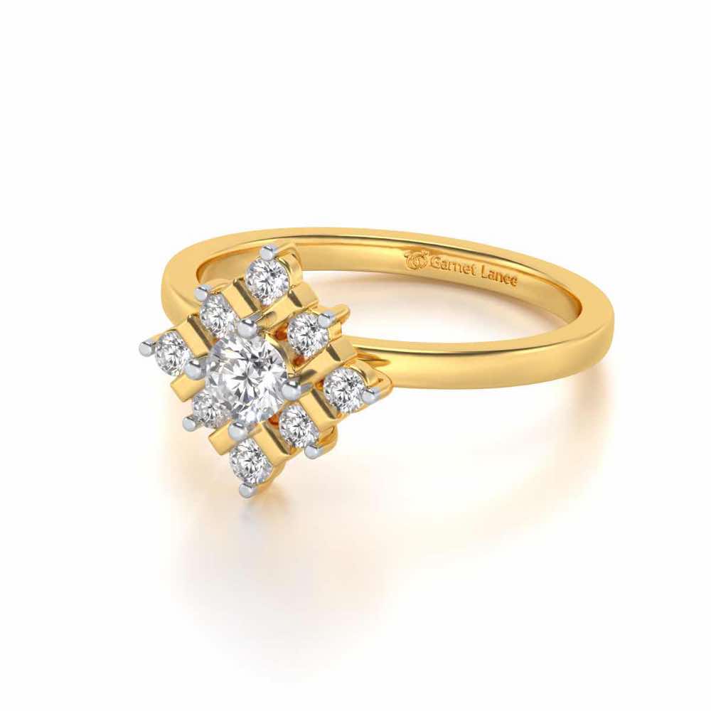 Celestial Solitaire Silver Ring - Yellow Gold - Image 2