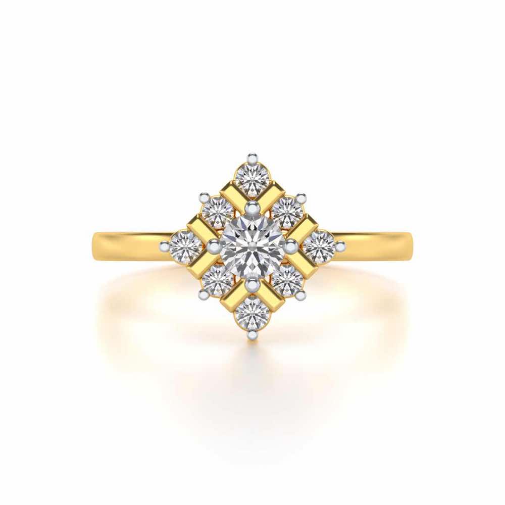 Celestial Solitaire Silver Ring - Yellow Gold - Image 4
