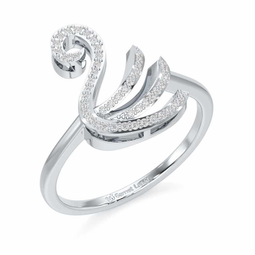 Celestial Swan Silver Ring - White Gold - Image 1