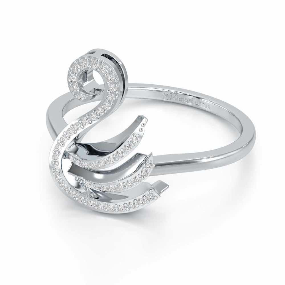 Celestial Swan Silver Ring - White Gold - Image 2