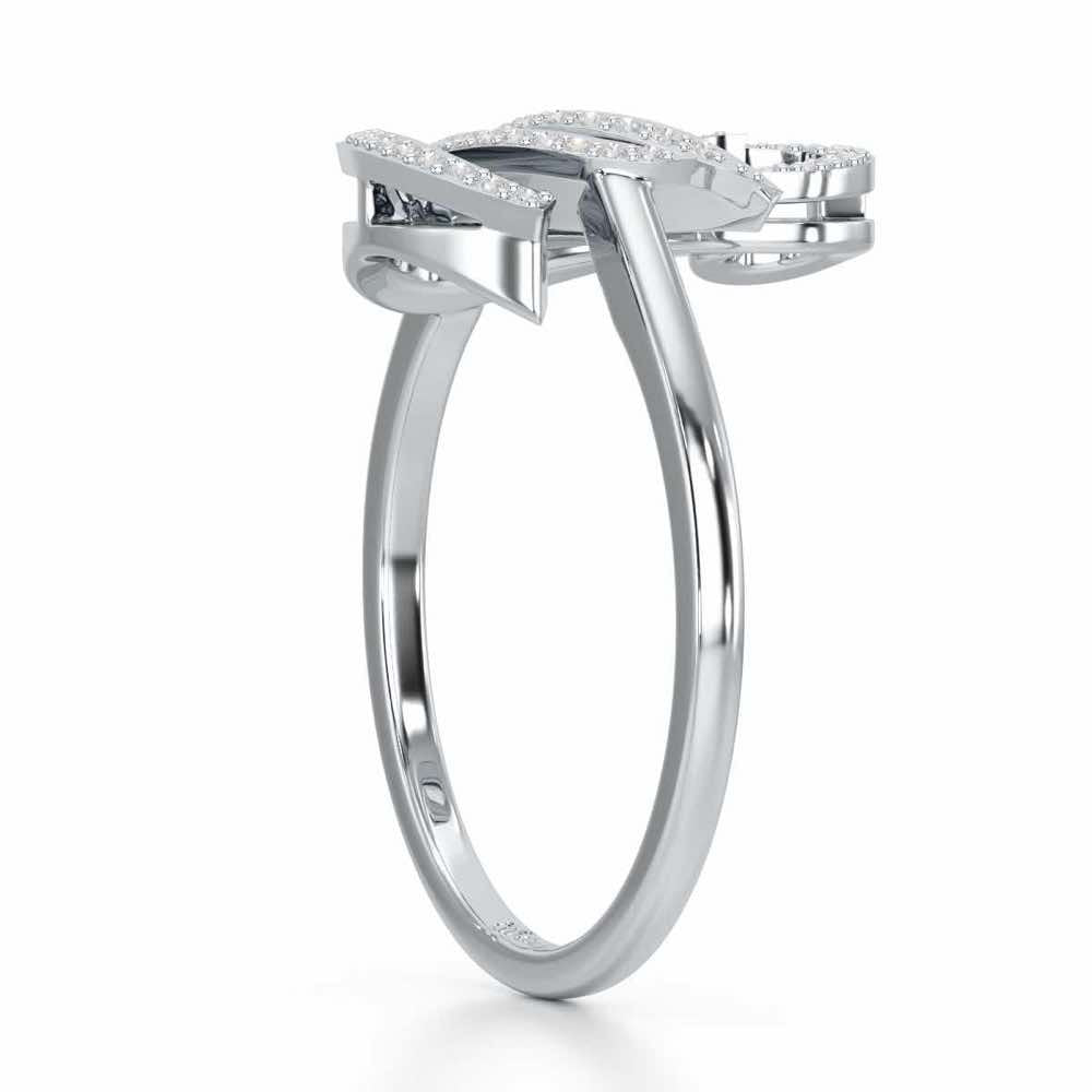 Celestial Swan Silver Ring - White Gold - Image 3