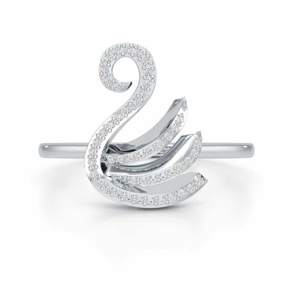 Celestial Swan Silver Ring - White Gold - Image 4