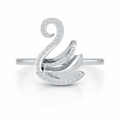 Celestial Swan Silver Ring - White Gold - Image 4