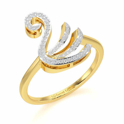 Celestial Swan Silver Ring - Yellow Gold - Image 1