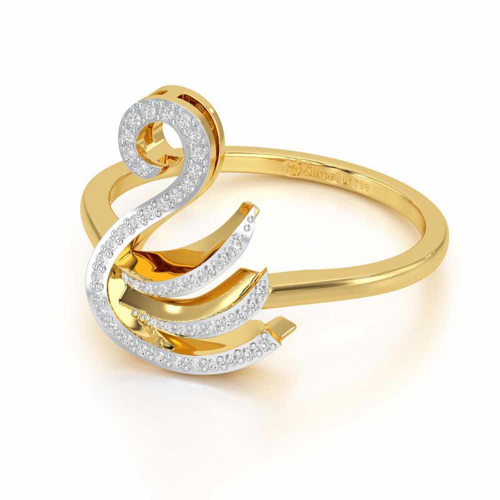 Celestial Swan Silver Ring - Yellow Gold - Image 2