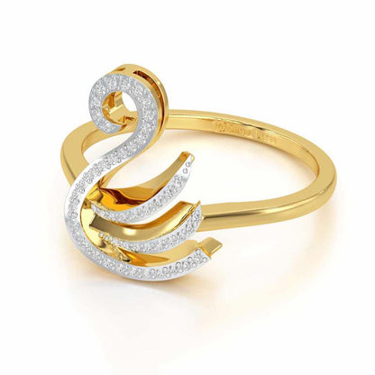 Celestial Swan Silver Ring - Yellow Gold - Image 2
