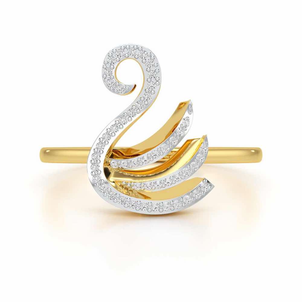 Celestial Swan Silver Ring - Yellow Gold - Image 4