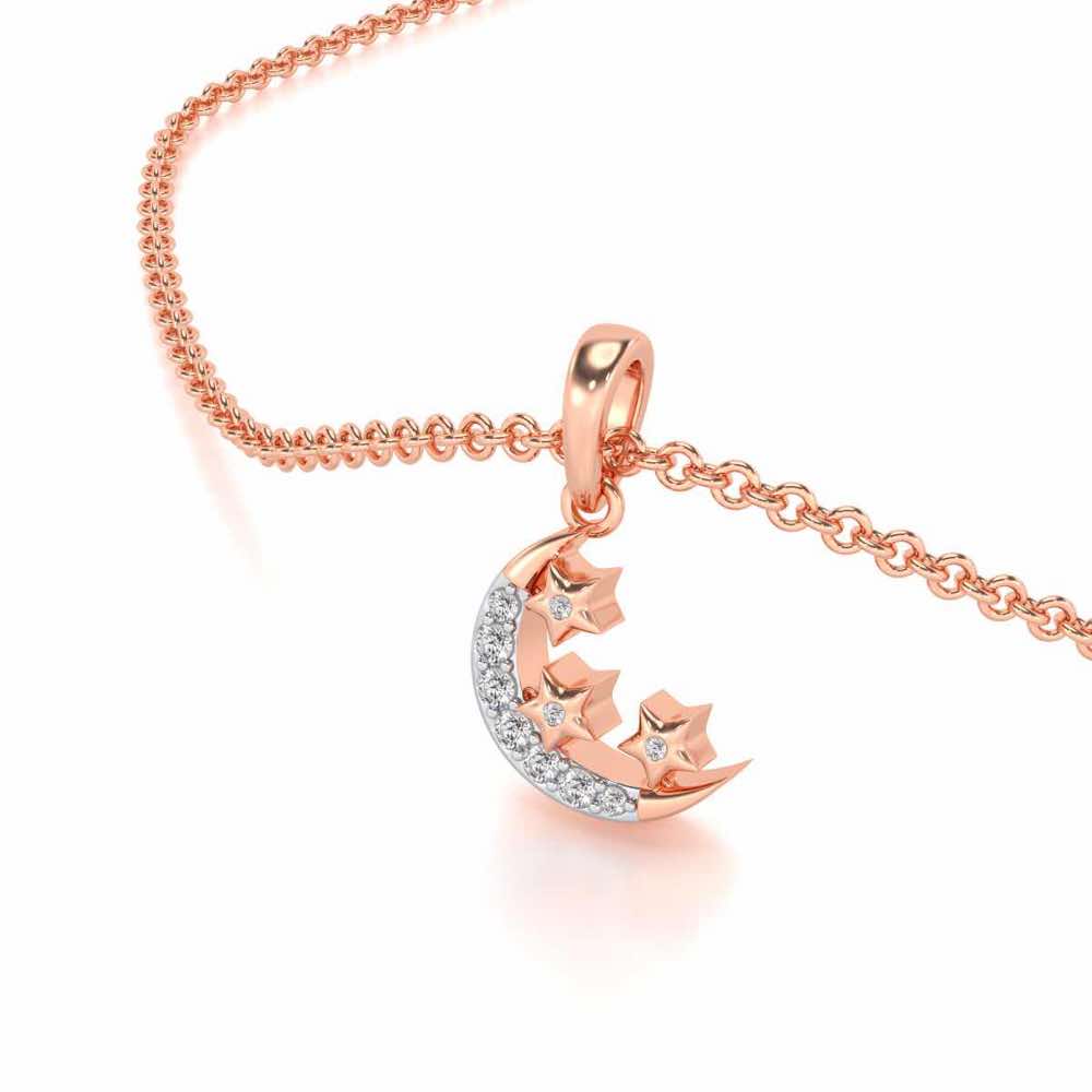 Chaand Tara Silver Pendant - Rose Gold - Image 1