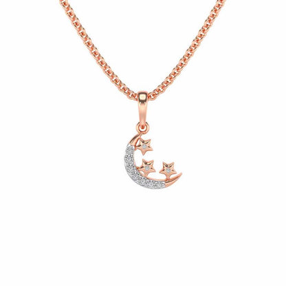 Chaand Tara Silver Pendant - Rose Gold - Image 2