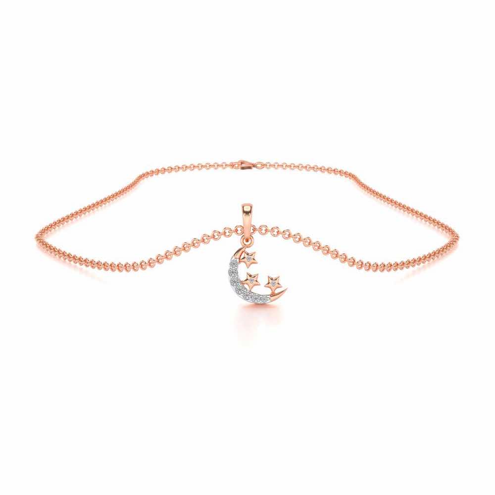 Chaand Tara Silver Pendant - Rose Gold - Image 3
