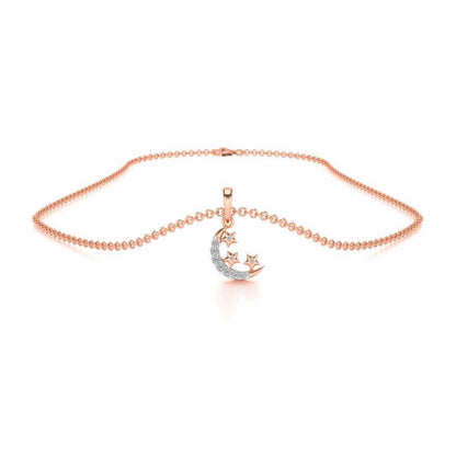 Chaand Tara Silver Pendant - Rose Gold - Image 3