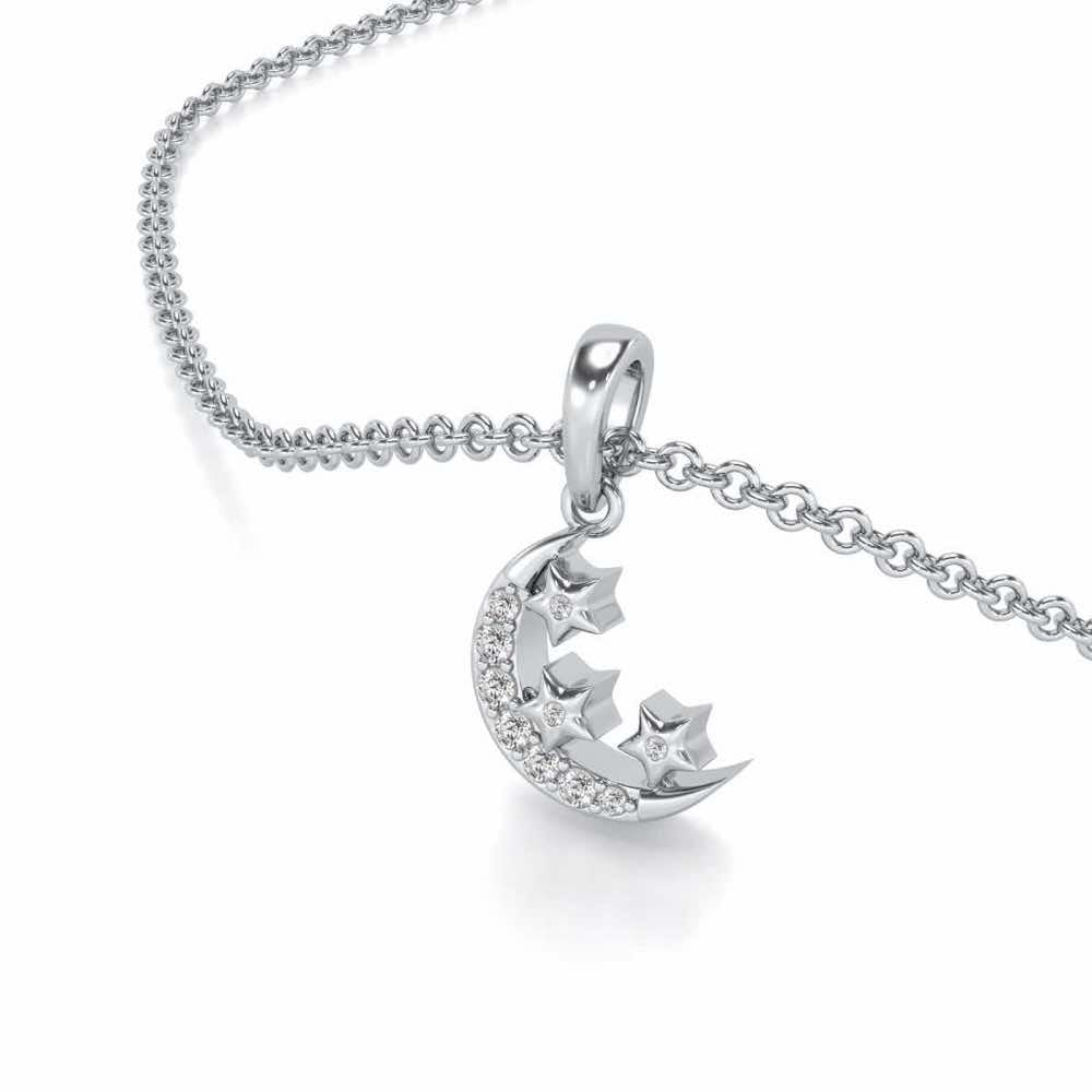 Chaand Tara Silver Pendant - White Gold - Image 1