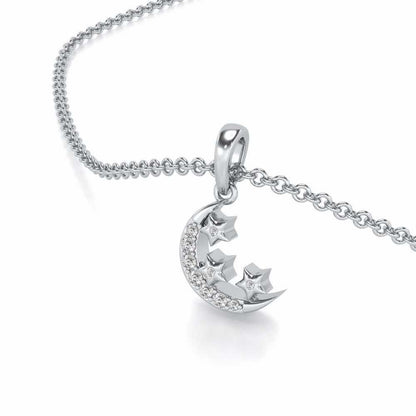 Chaand Tara Silver Pendant - White Gold - Image 1