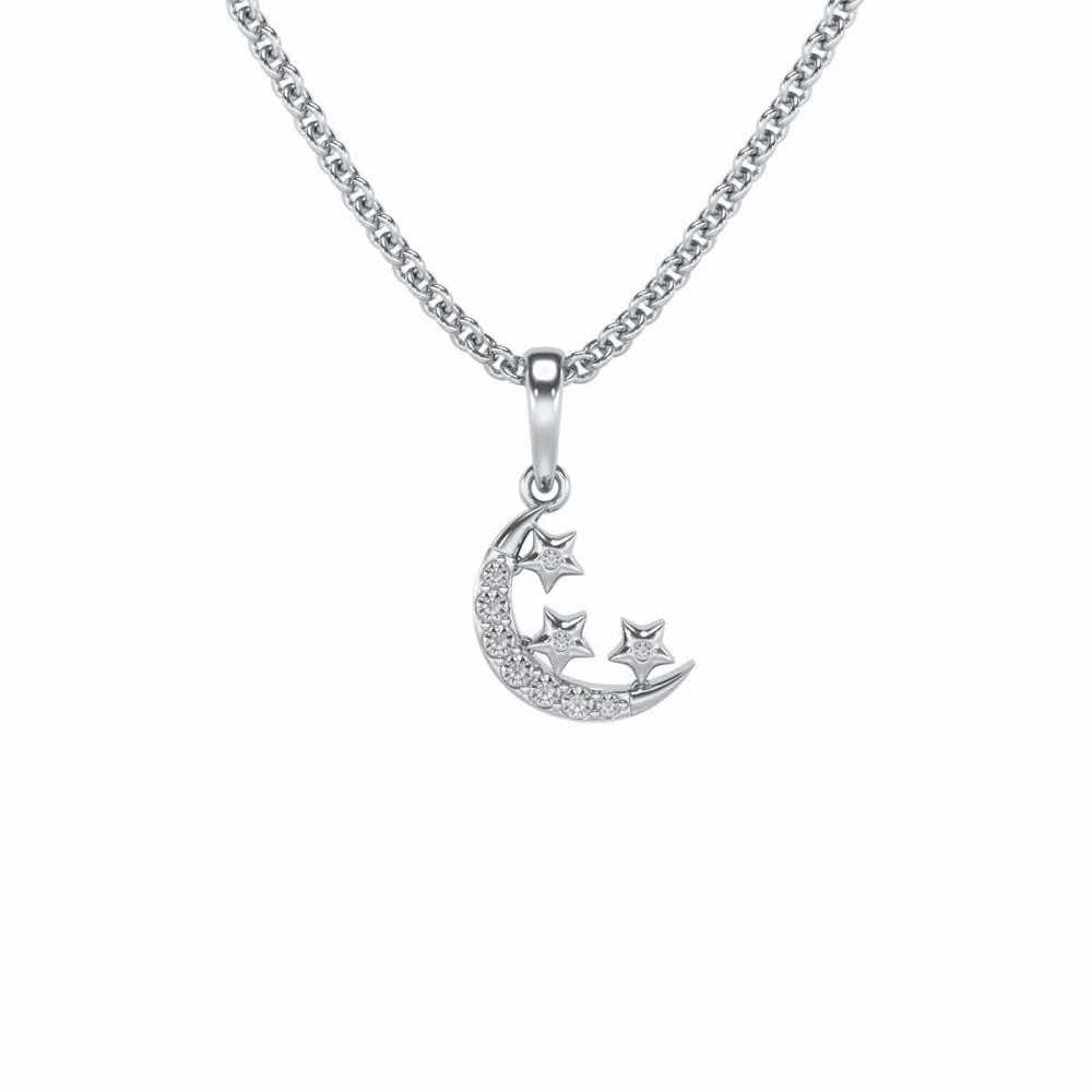 Chaand Tara Silver Pendant - White Gold - Image 2
