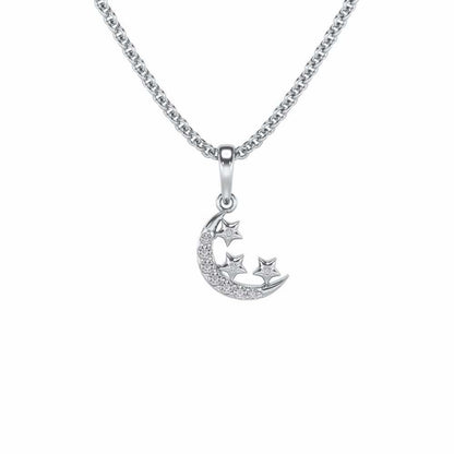 Chaand Tara Silver Pendant - White Gold - Image 2