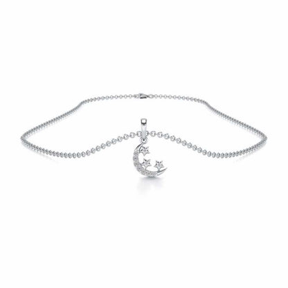 Chaand Tara Silver Pendant - White Gold - Image 3