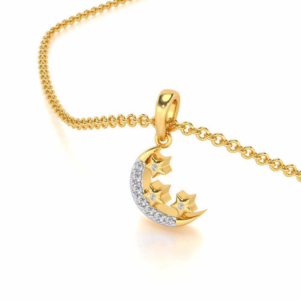 Chaand Tara Silver Pendant - Yellow Gold - Image 1