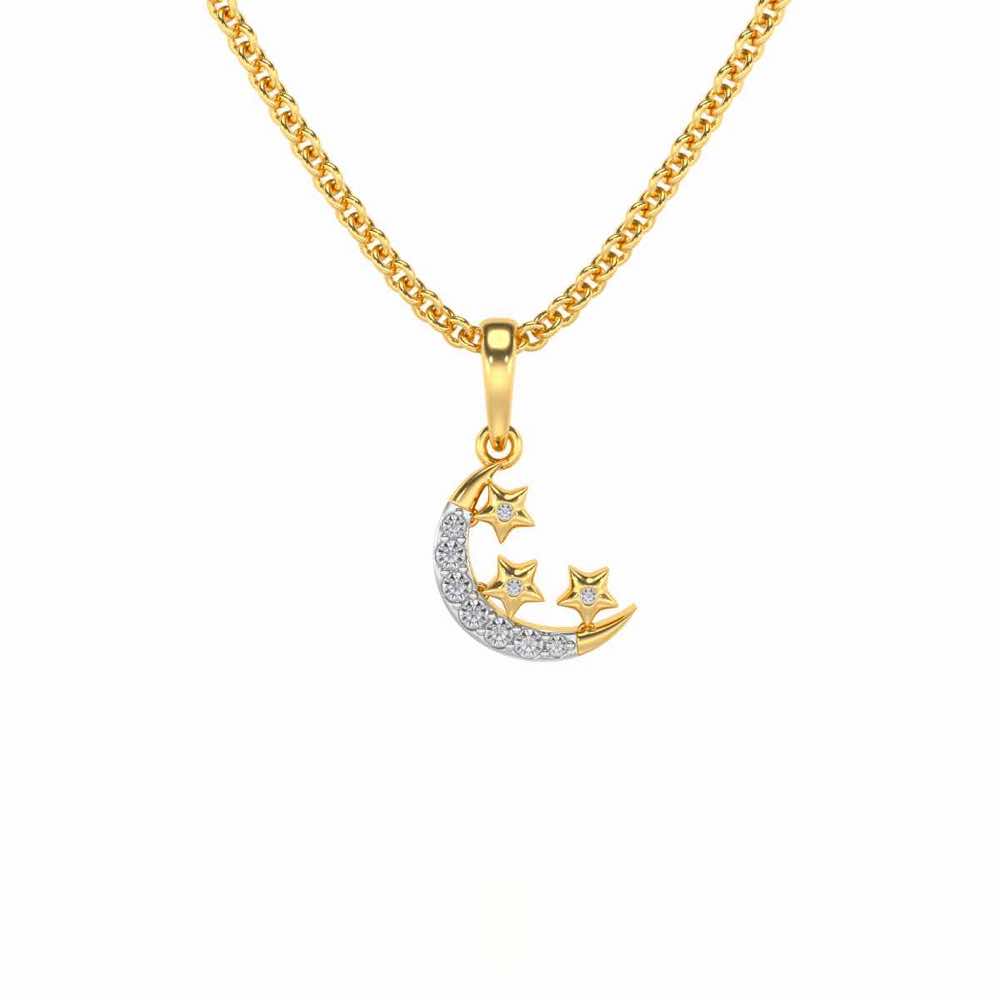 Chaand Tara Silver Pendant - Yellow Gold - Image 2