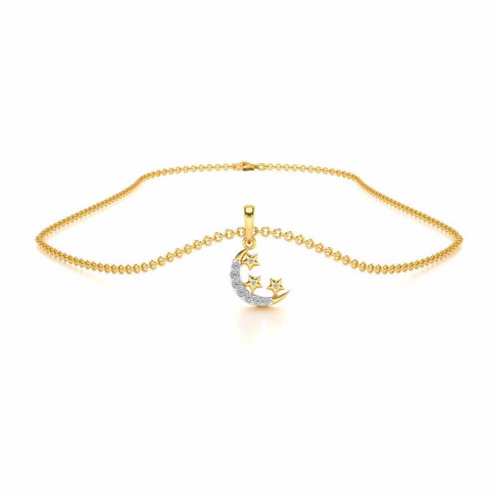 Chaand Tara Silver Pendant - Yellow Gold - Image 3