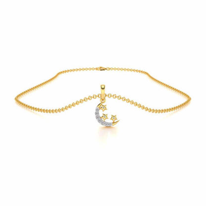 Chaand Tara Silver Pendant - Yellow Gold - Image 3