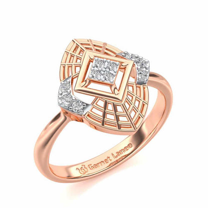 Charm Mesh Silver Ring - Rose Gold - Image 1
