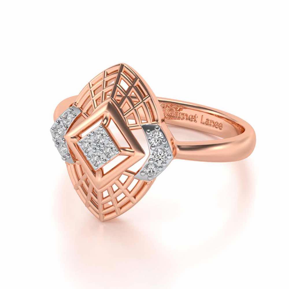 Charm Mesh Silver Ring - Rose Gold - Image 2