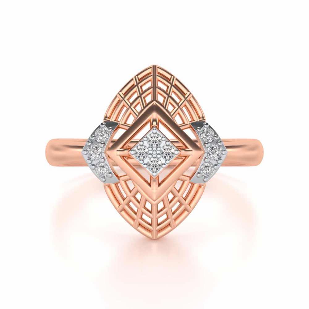 Charm Mesh Silver Ring - Rose Gold - Image 4