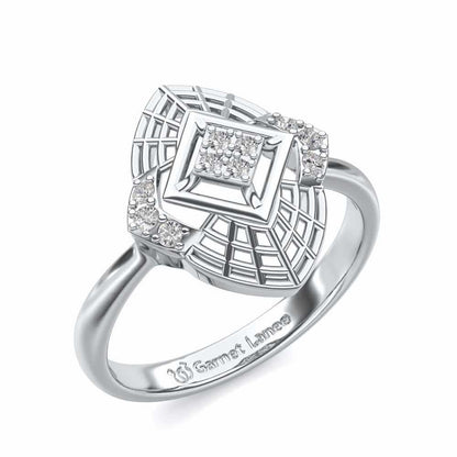 Charm Mesh Silver Ring - White Gold - Image 1