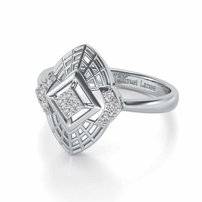 Charm Mesh Silver Ring - White Gold - Image 2