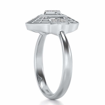 Charm Mesh Silver Ring - White Gold - Image 3