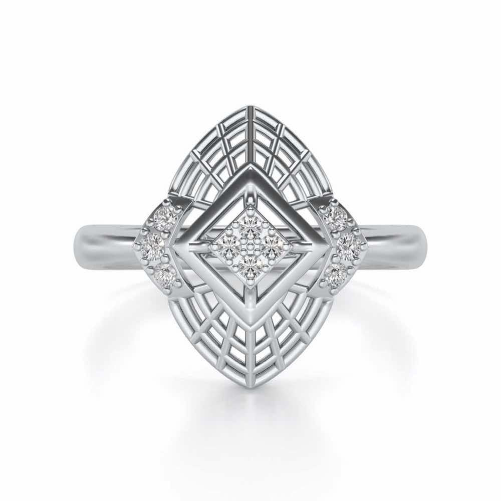 Charm Mesh Silver Ring - White Gold - Image 4
