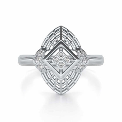 Charm Mesh Silver Ring - White Gold - Image 4