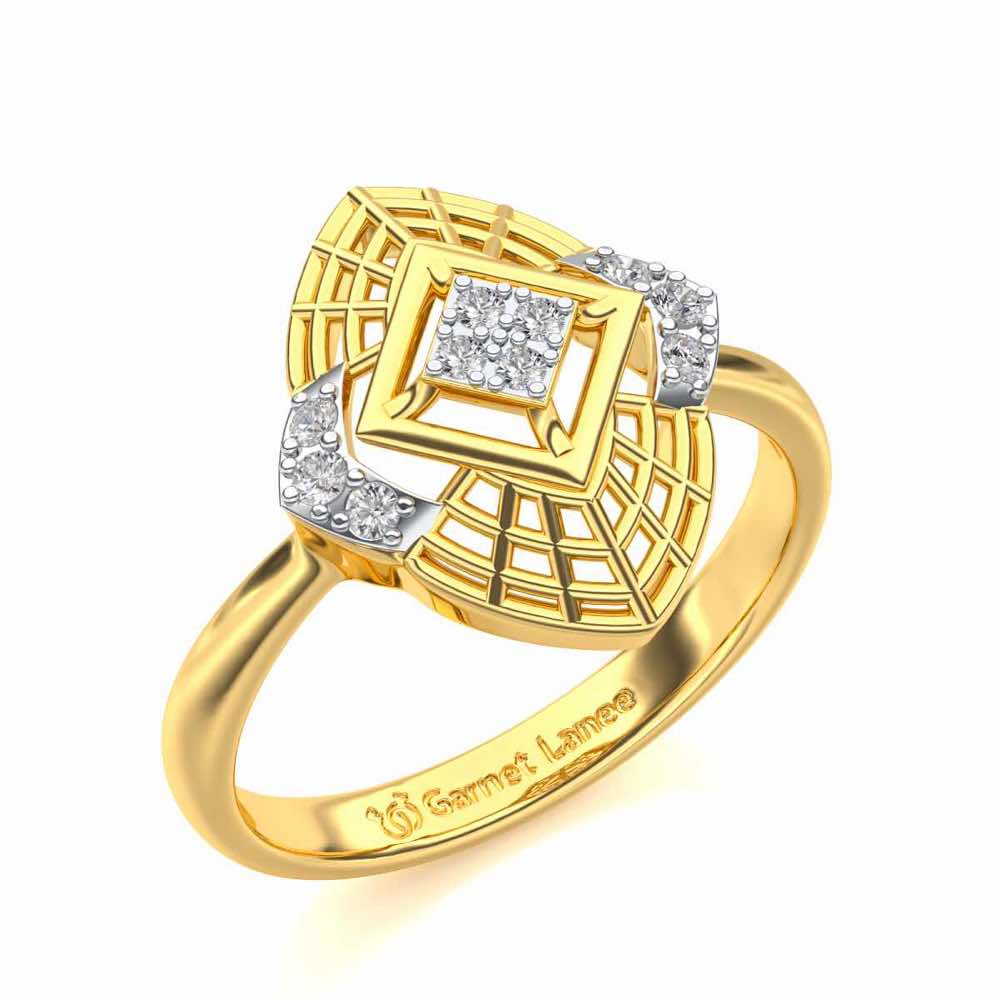 Charm Mesh Silver Ring - Yellow Gold - Image 1