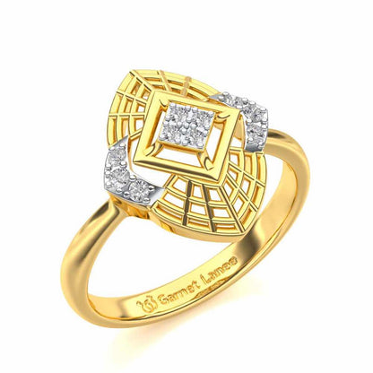 Charm Mesh Silver Ring - Yellow Gold - Image 1