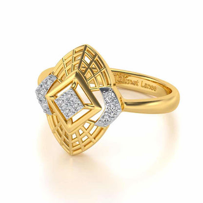 Charm Mesh Silver Ring - Yellow Gold - Image 2