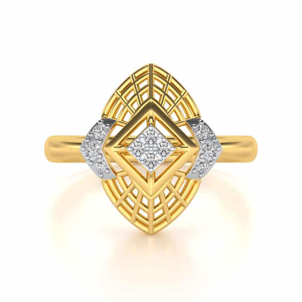 Charm Mesh Silver Ring - Yellow Gold - Image 4