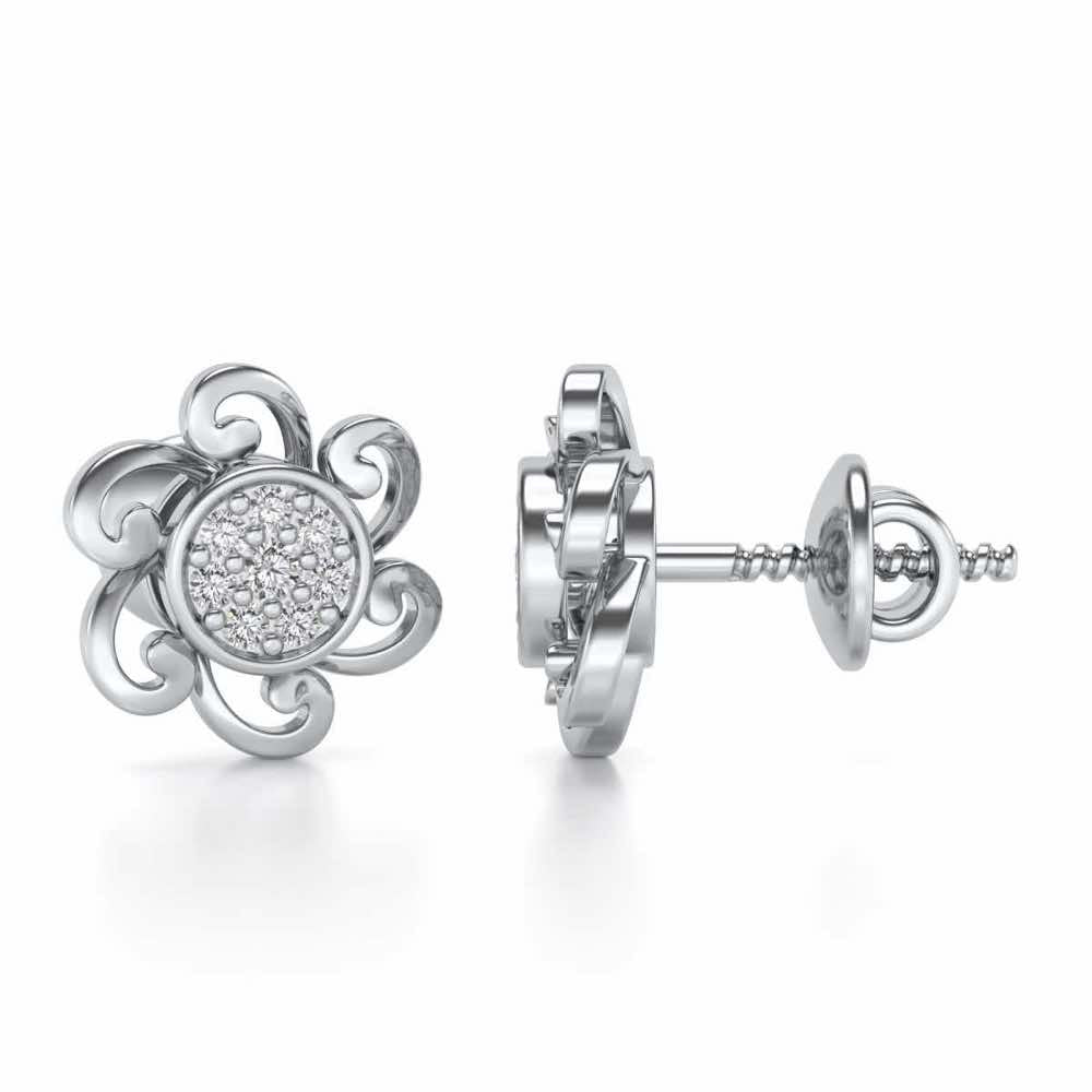 Charme Silver Studs - White Gold - Image 4