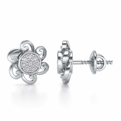Charme Silver Studs - White Gold - Image 4