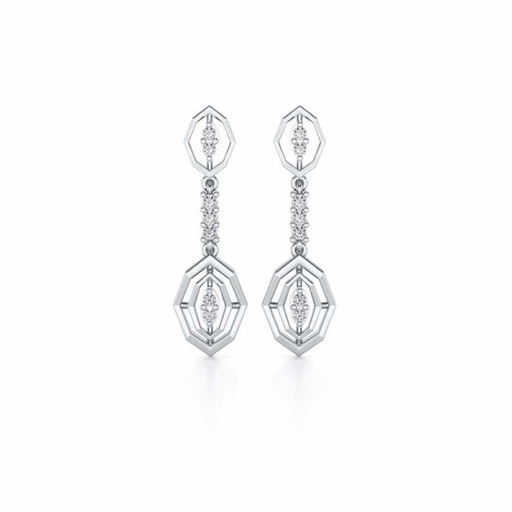 Charms Drops Earrings - White Gold - Image 1