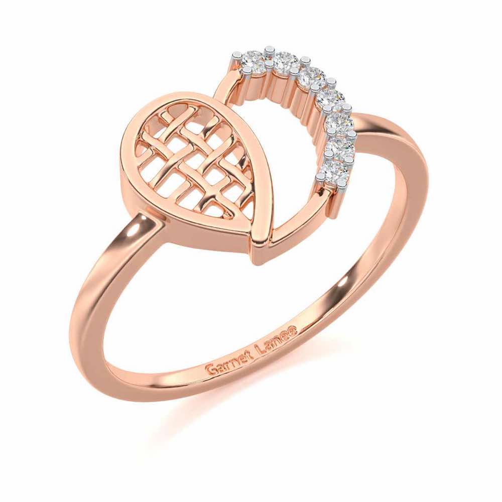Checkered Heart Silver Ring - Rose Gold - Image 1