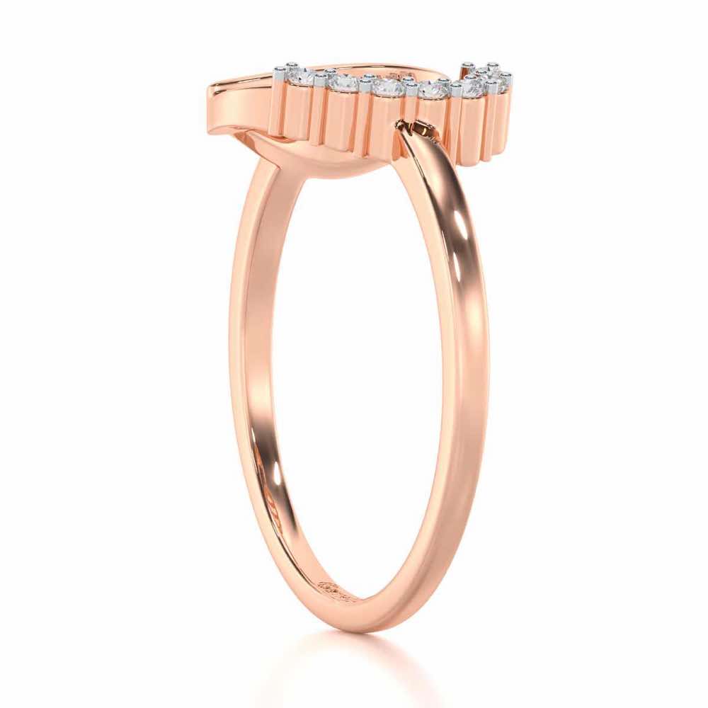Checkered Heart Silver Ring - Rose Gold - Image 3