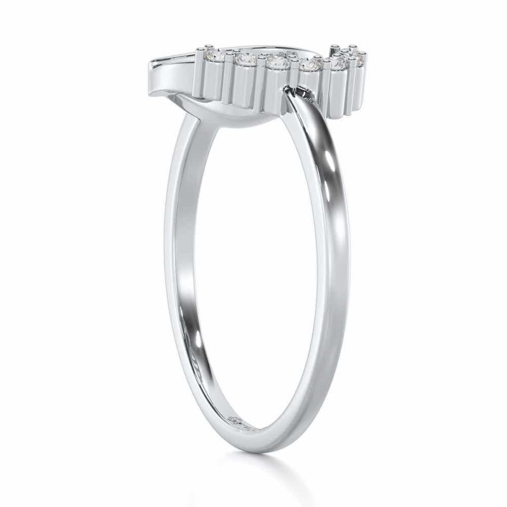Checkered Heart Silver Ring - White Gold - Image 3