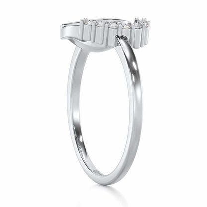 Checkered Heart Silver Ring - White Gold - Image 3