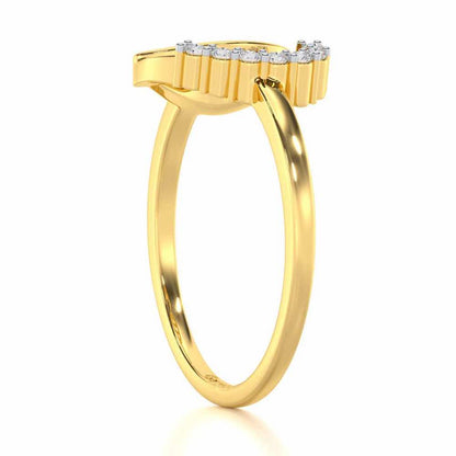 Checkered Heart Silver Ring - Yellow Gold - Image 3