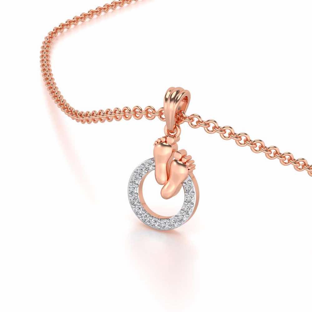 Child Feet Silver Pendant - Rose Gold - Image 1