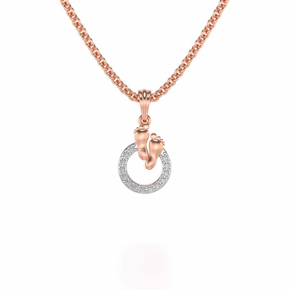 Child Feet Silver Pendant - Rose Gold - Image 2