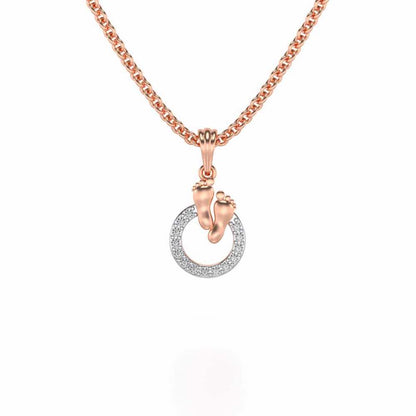 Child Feet Silver Pendant - Rose Gold - Image 2