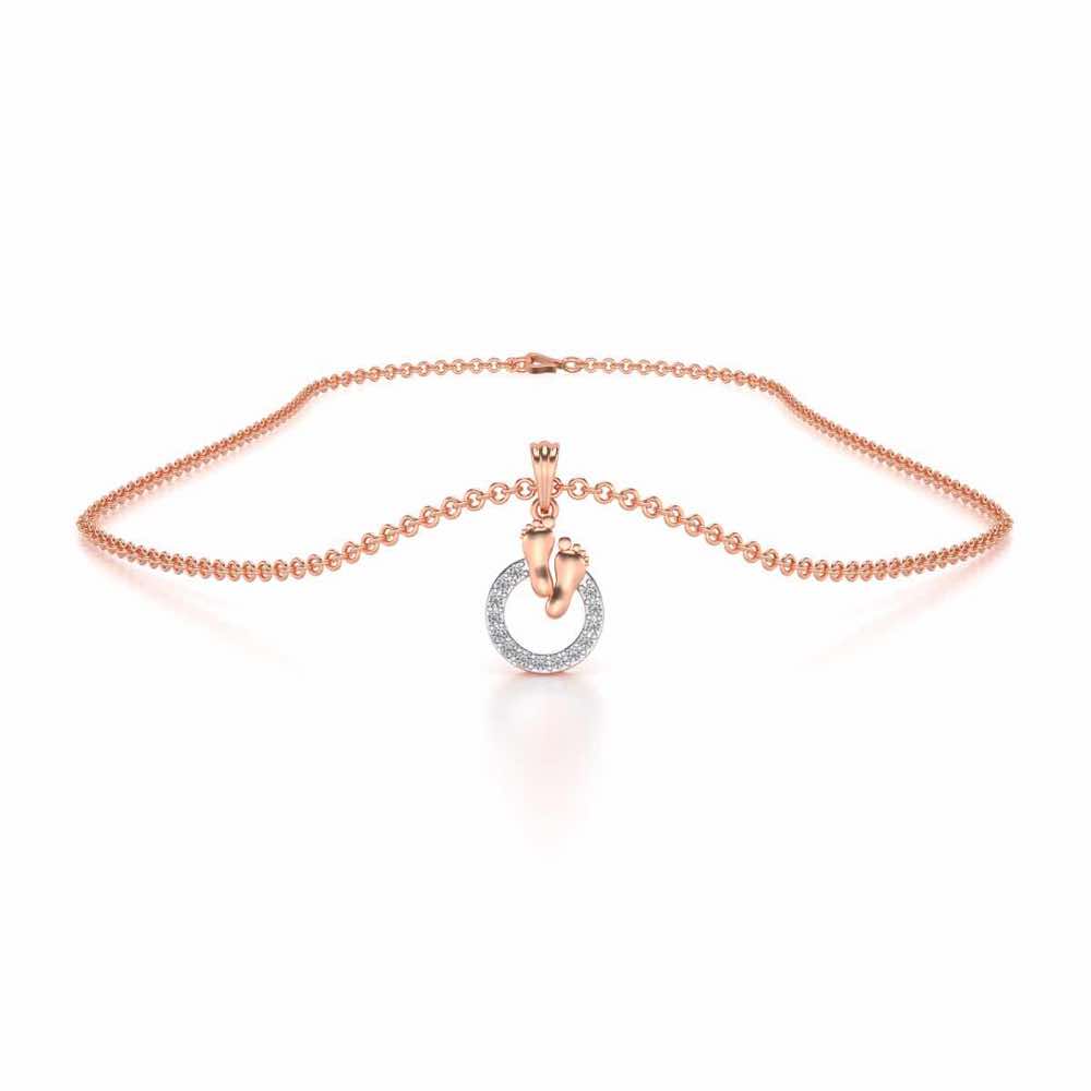 Child Feet Silver Pendant - Rose Gold - Image 3