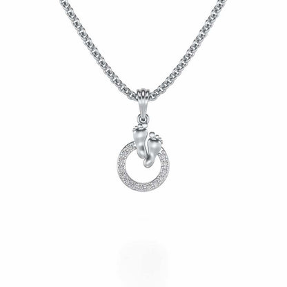 Child Feet Silver Pendant - White Gold - Image 2