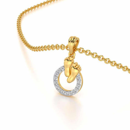Child Feet Silver Pendant - Yellow Gold - Image 1